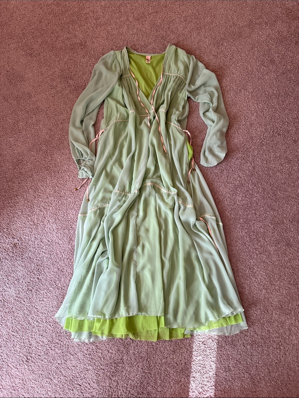 Light Green Maxi Dress with Lining - Unbranded